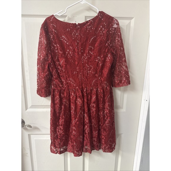 Kensie Womens Flare Lace A-line Dress, rich Red XL New With Tags Xl/eg/tg - Picture 6 of 11